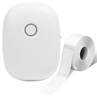탐사 블루투스 미니 네임스티커 감열식 라벨기 휴대용 라벨 프린터 + 라벨지 1롤 세트, 1개, 화이트