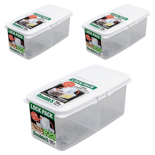 sanada 2格塑膠保鮮盒 日本製 密封盒 分隔收納盒, 3個