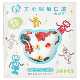 MITENXIN 天心生醫 兒童立體3D醫療口罩 117 x 75mm 5~12歲, 警車來了, 30片, 1盒