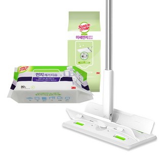 3M Scotch-Brite 百利 多效雙扣除塵平板拖把 L號+基礎灰塵濕拖巾90抽, 1組