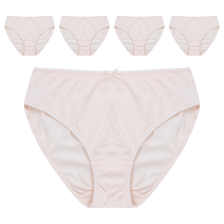 Base Alpha Essential 女性用40支純棉無螢光中腰內褲 5件組, 杏色