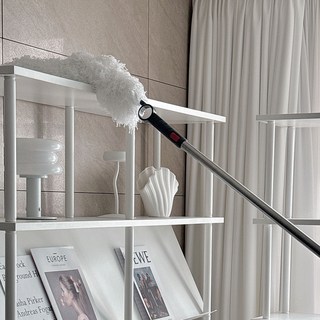 프로4Z 초극세사 먼지떨이 + 길이조절 핸들 세트, 화이트(먼지떨이), 혼합색상(핸들), 1세트