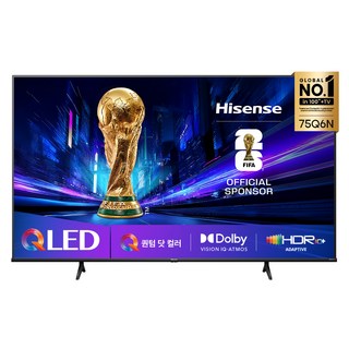 Hisense 4K QLED 스마트TV, 191cm(75인치), 75Q6N, 벽걸이형, 방문설치
