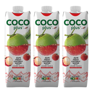 Sagiko Cocoplus 椰子水 鹹荔枝味, 1L, 3瓶