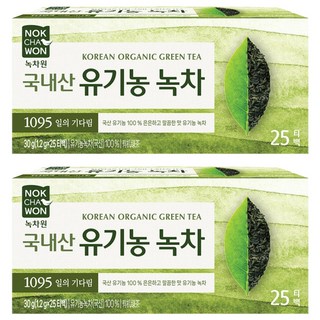 녹차원 국내산 유기농 순수녹차 티백, 1.2g, 25개입, 2개