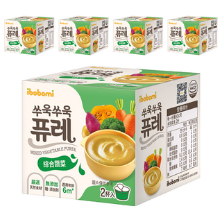 ibobomi 寶寶泥 綜合蔬菜, 160克(80公克x2杯), 適用年齡6個月以上, 160g, 5盒