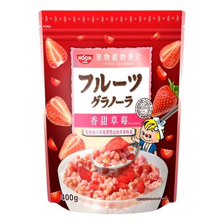 NISSIN 日清 綜合水果穀物脆 香甜草莓 高溫烘焙 含膳食纖維, 400g, 1包