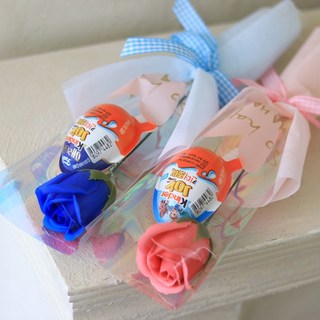 센트바스켓 스윗봉봉 킨더조이 한송이 꽃다발 2종 세트, 블루, 베리핑크