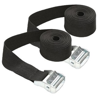 貨物綑綁繩 3.8cm x 3m 2件組, 黑色, 1組