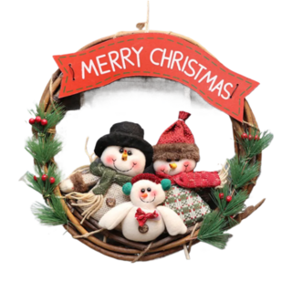 14吋全家福花圈, 三雪人 紅色 + 綠色 + 棕色, 1個