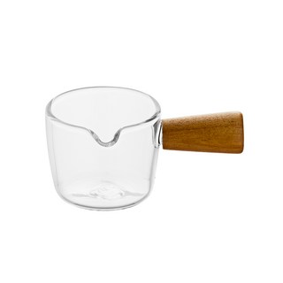 KALDIN 居家咖啡館 濃縮咖啡 木質玻璃烈酒杯 100ml, 透明 + 木質, 1個