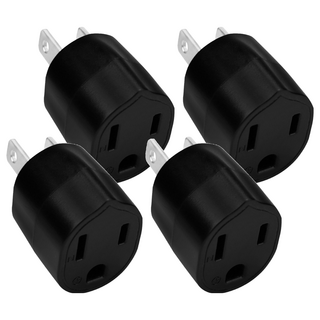 PowerSync 包爾星克 圓弧形3轉2電源轉接頭 TYA302, 4.3cm, 黑色, 4個