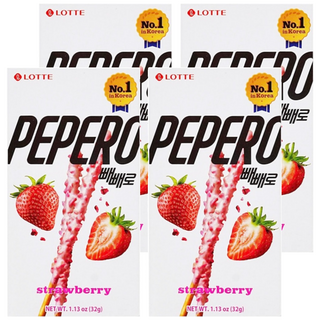 LOTTE 樂天 PEPERO草莓脆粒餅乾棒, 32g, 4盒