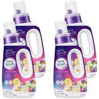 Kao 花王 New Beads 植萃香氛洗衣精 茉莉麝香 690g 低泡易洗 洗後衣物柔軟舒適, 4瓶