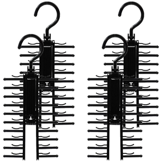 SJIAYP 領帶夾 最多可收納20條領帶, 黑色, 4個