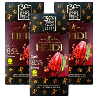 HEIDI 赫蒂 85%黑巧克力 Set，瑞士進口，純正濃郁可可風味, 80g, 3盒