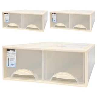 KEYWAY 抽屜整理箱 K098-2 32L, 米色, 3個