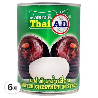 Thai A.D. 糖漿荸薺 馬蹄罐頭, 6個, 565g