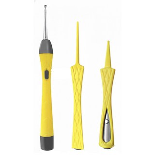 USB充電三合一發光耳掏組 ABS+不銹鋼 黃色, 1組, 1入