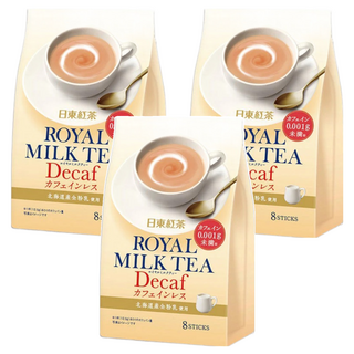 日東紅茶 皇家奶茶 低咖啡因 北海道產全粉乳使用, 12.5g, 8條, 3袋
