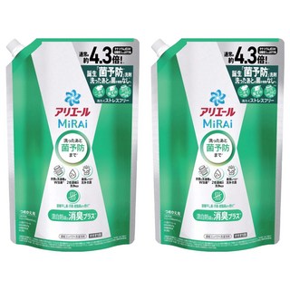 ARIEL MiRAi 日本原裝進口 消臭2倍濃縮抗菌洗衣精補充裝 綠色, 1.22kg, 2包