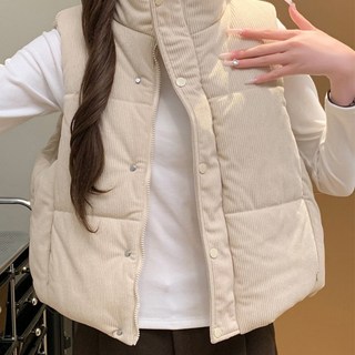女款時尚流動溫暖的冬天金色基本羽絨背心