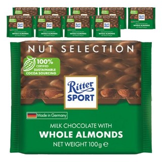 Ritter Sport 杏仁果牛奶巧克力片, 100g, 10包
