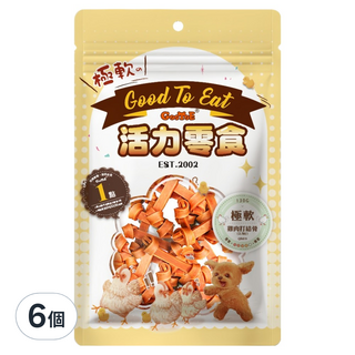 GooToe 活力零食 極軟打結骨 2.5吋, 雞肉, 130g, 6個