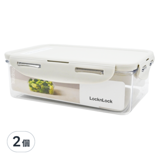 LocknLock 樂扣樂扣 BISfree 純淨保鮮盒 長方形, 安心輕巧耐用Tritan材質, 可拆洗防發霉密封矽膠圈, 2個, 淺灰色 1L