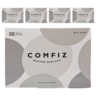 康菲 3D醫療口罩 M, 低調白色, 20片, 5盒