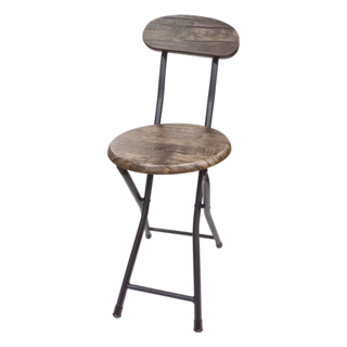 AMOS 復古木紋高背圓形折疊椅, 胡桃木色, 高密度纖維板, 安全扣環, 1張