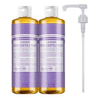 Dr.Bronner's 布朗博士 薰衣草潔膚露*2+按壓噴嘴, 950ml, 1組