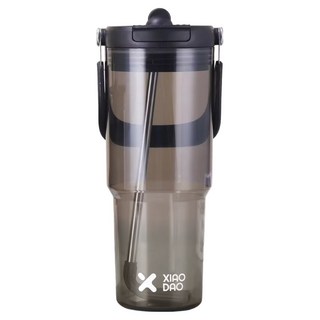 手提透明吸管杯 900ml 黑色 附吸管手提設計, 1個