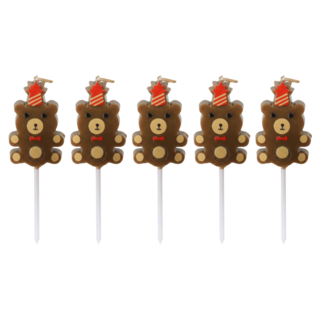 Mii Mii Party 生日派對風格蛋糕蠟燭裝飾, 5個, 平黨熊 深棕色