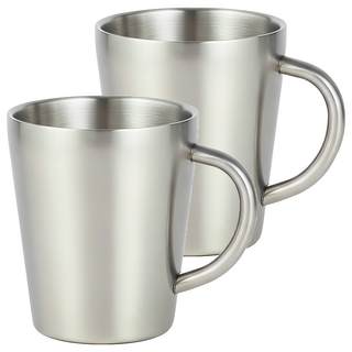 304不鏽鋼馬克杯 300ml 2個, 銀色, 1組
