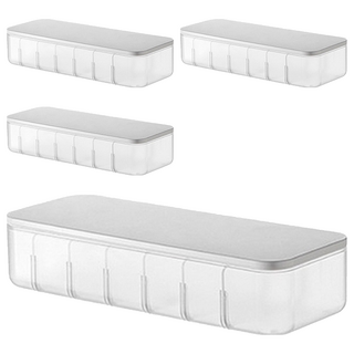 充電線分格收納盒 7格 附理線帶7個, 白色, 4組