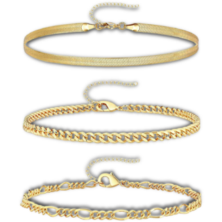 Sminu 女性用18K鍍金手鍊3件組