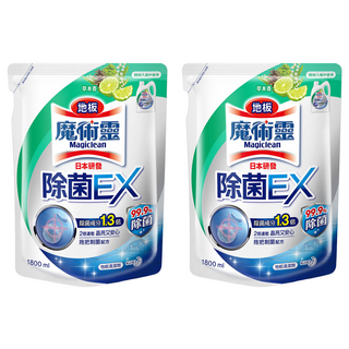 Kao 花王 Magiclean 魔術靈 地板除菌EX 補充包 雙效清潔 有效除菌99.9% 草本清香, 1.8L, 2包