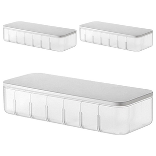 充電線分格收納盒 7格 附理線帶7個, 白色, 3組