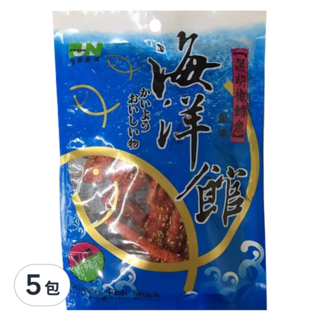 海洋館 黑胡椒鱈魚風味 美味魚肉零食, 60g, 5包