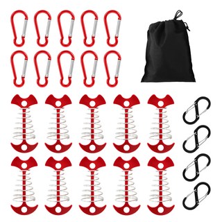 comet 彈簧魚骨地釘 10入+繩扣 10入+S型彈簧掛鉤 4入+專用收納袋, 1組