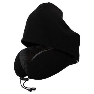 莫代爾連帽頸枕 DO460B15, 純黑色, 均碼