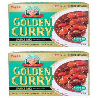 S&B GOLDEN CURRY 金牌咖哩塊 中辣, 1kg, 2盒