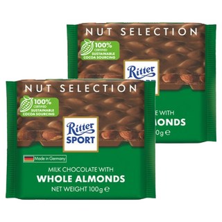 Ritter Sport 杏仁果牛奶巧克力片, 100g, 2包