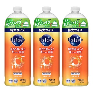 Kao 花王 Cucute 珂珂透 餐具洗碗精補充瓶 柑橘香, 700ml, 3瓶