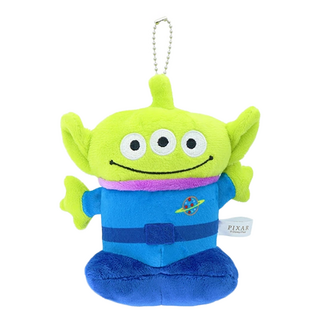 sun-star 柔軟毛絨鑰匙圈 玩具總動員三眼怪 14cm 可愛造型, 1個, 綠色 + 藍色
