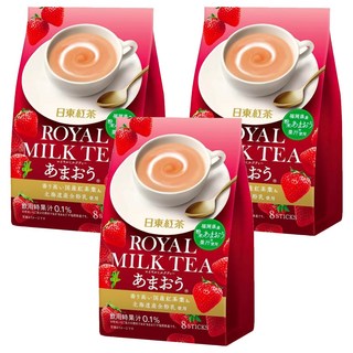 日東紅茶 皇家奶茶 草莓 果汁0.1%使用, 14g, 8包, 3袋