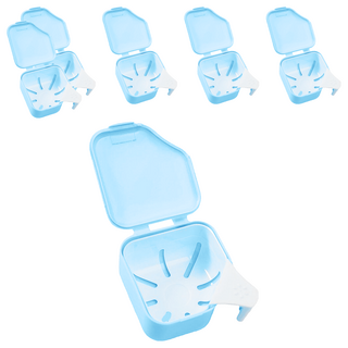 日式假牙套清潔雙層浸泡盒 藍色, 1入, 6入