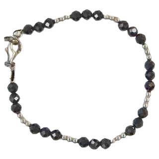 頂級純銀黑尖晶石手鍊，擋煞防小人，提升貴人運，增強正向能量, 銀黑, 手圍16cm