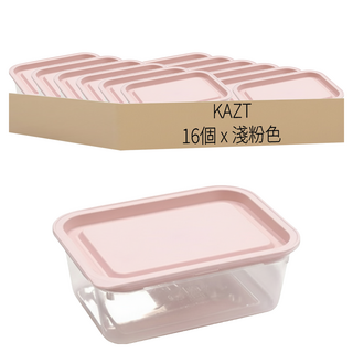 KAZT Simple Cook 冷凍飯盒 四角微波爐容器 淺粉色 400ml, 16個, 單件, 單品